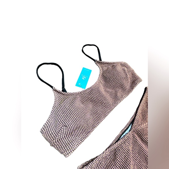 NWT Cupshe Rib Mineral Wash Scoop Neck Top & Hipster Bikini Set- Coffee - Picture 3 of 6
